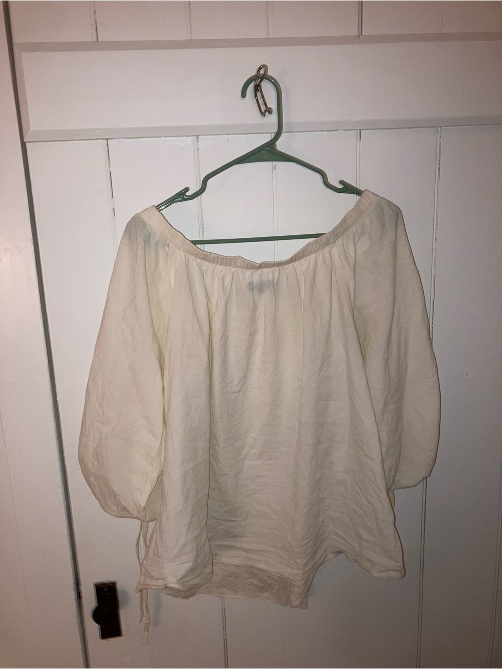 100% Cotton Off-Shoulder Peasant Top - Cream